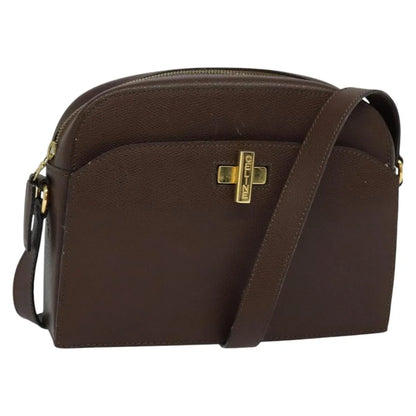 Celine Vintage Turnlock Leather, Brown, Leather, Shoulder Bag
