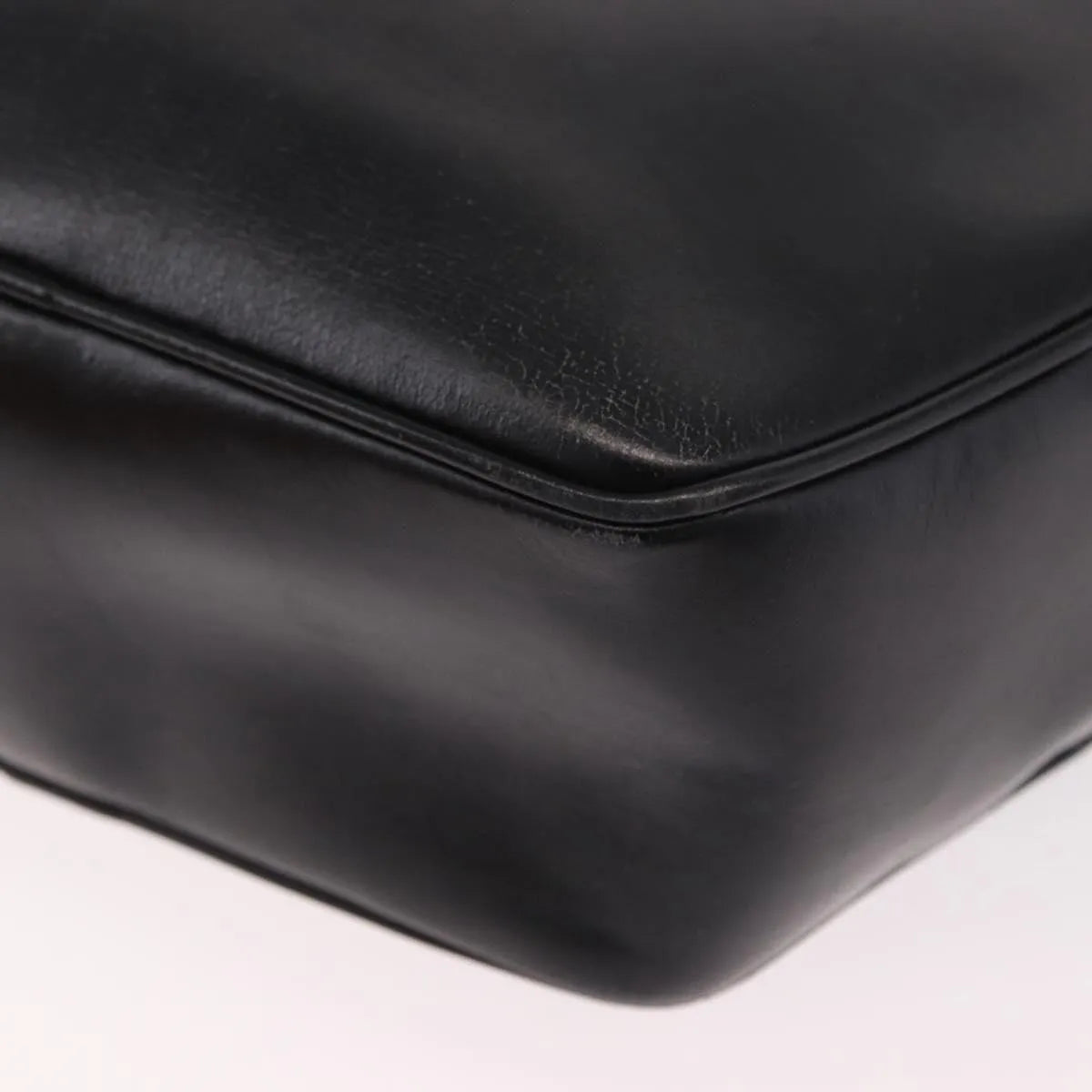 Celine Vintage Circle Logo Leather, Black, Leather, Shoulder Bag