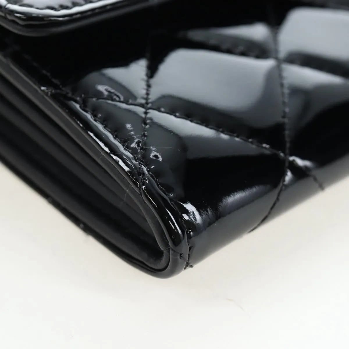 Chanel CC French Flap Quilted Patent Leather, Black, Patent Leather, Wallet
