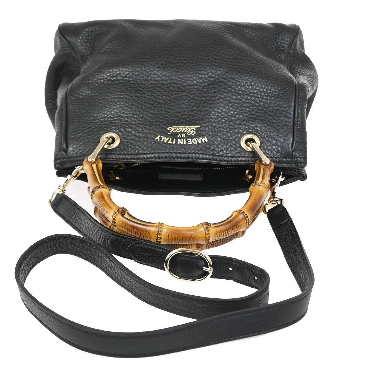 Gucci Bamboo shopper Leather, Black, Leather, Handbag