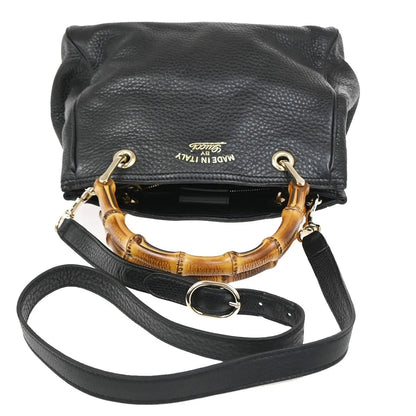 Gucci Bamboo shopper Leather, Black, Leather, Handbag