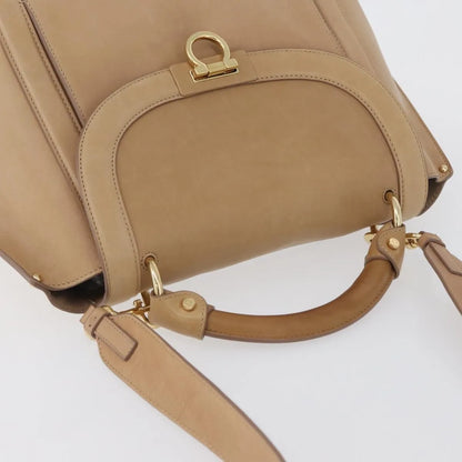 Salvatore Ferragamo Suzanna Satchel Smooth Leather, Beige, Leather, Handbag