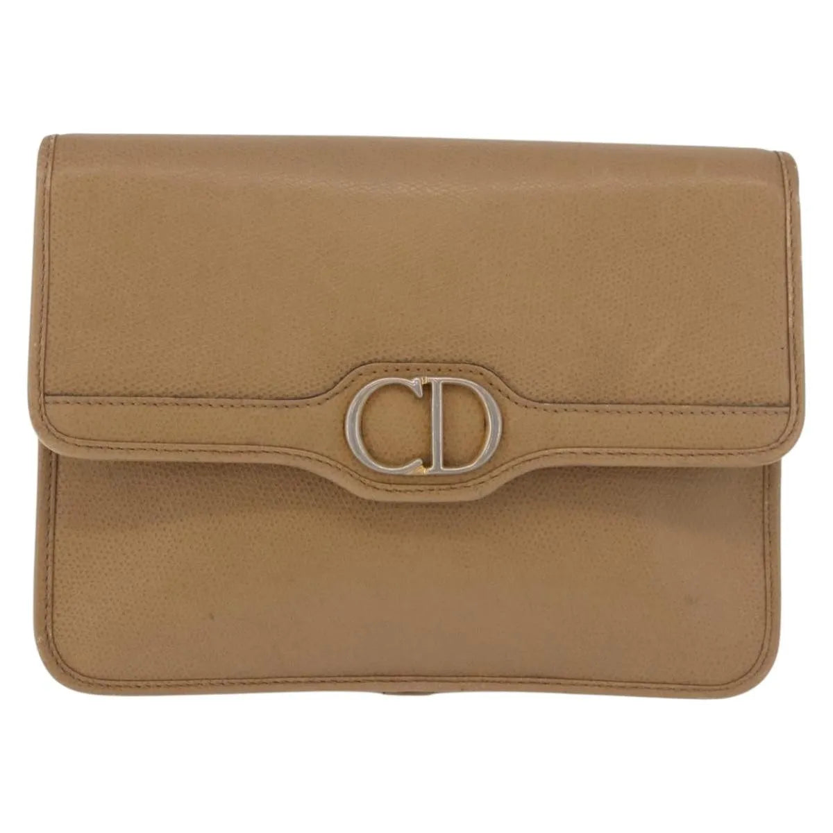 Christian Dior Vintage CD Chain Flap Leather, Camel, Leather, Shoulder Bag