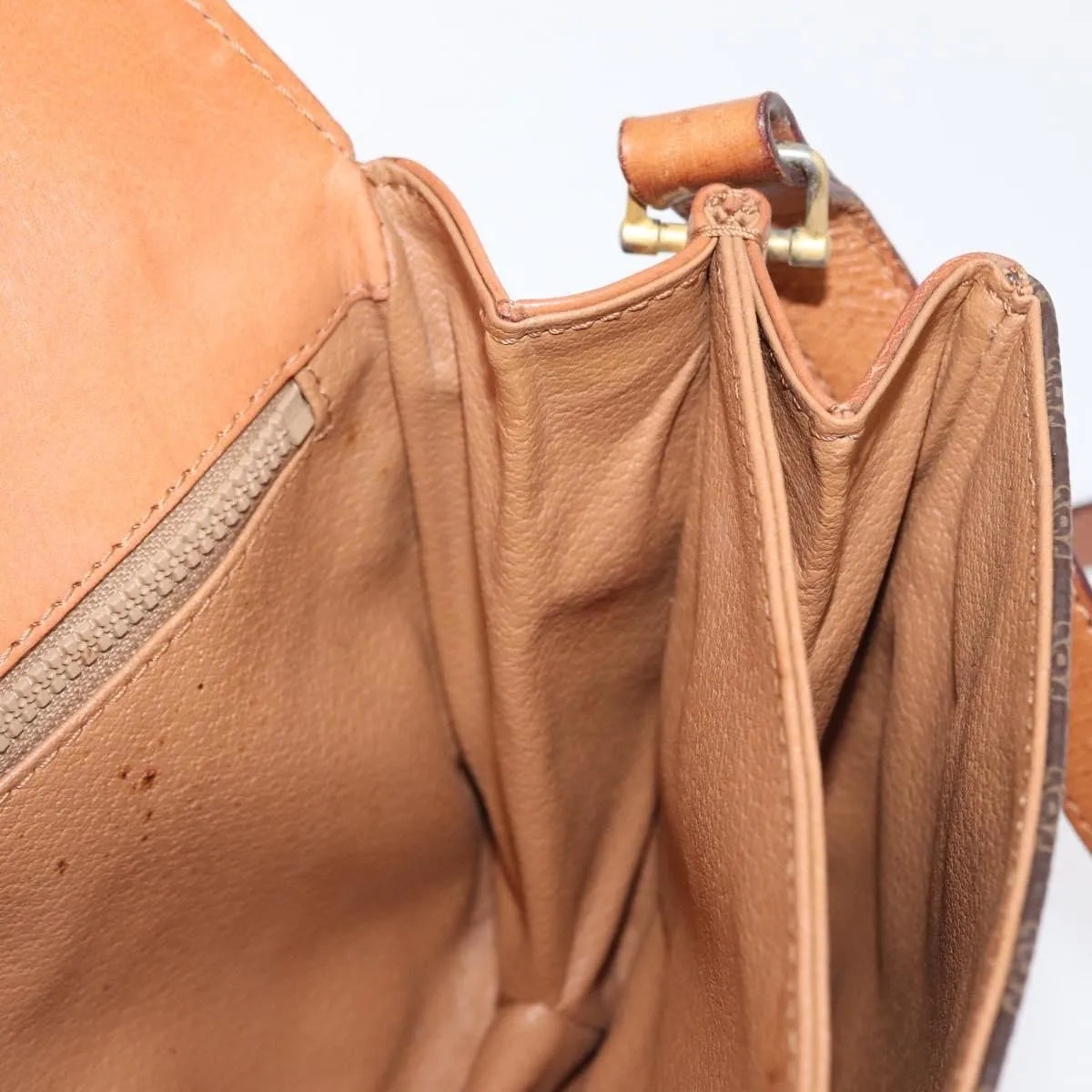 Celine Vintage Macadam Canvas and Leather, Brown, Canvas, Shoulder Bag