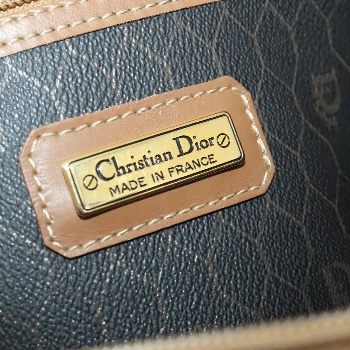 Christian Dior Vintage Honeycomb Boston Canvas and Leather, Black, Canvas, Travel Bag
