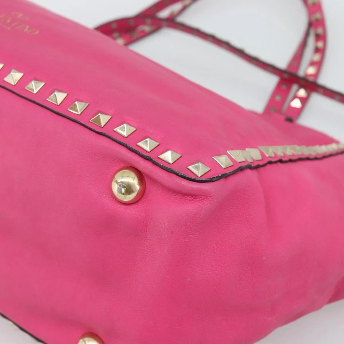 Valentino Garavani Rockstud Tote Textured Leather, Pink, Leather, Tote Bag