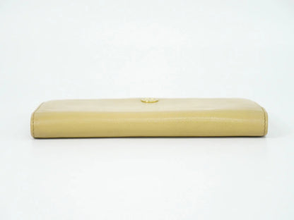 Chanel CC Button Bi-Fold Leather, Beige, Leather, Wallet