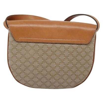 Celine Vintage Macadam Canvas and Leather, Beige, Canvas, Shoulder Bag