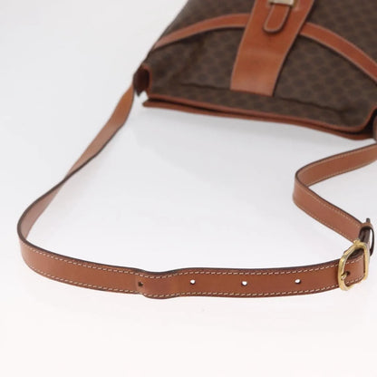 Celine Vintage Macadam Canvas and Leather, Brown, Canvas, Shoulder Bag