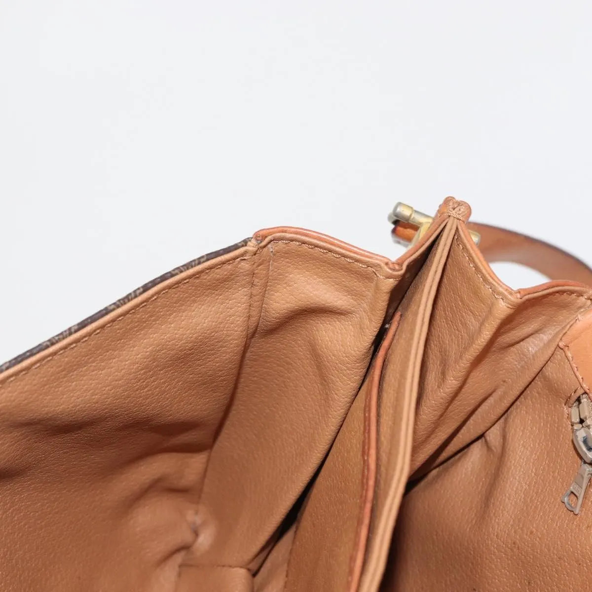 Celine Vintage Macadam Canvas and Leather, Brown, Canvas, Shoulder Bag