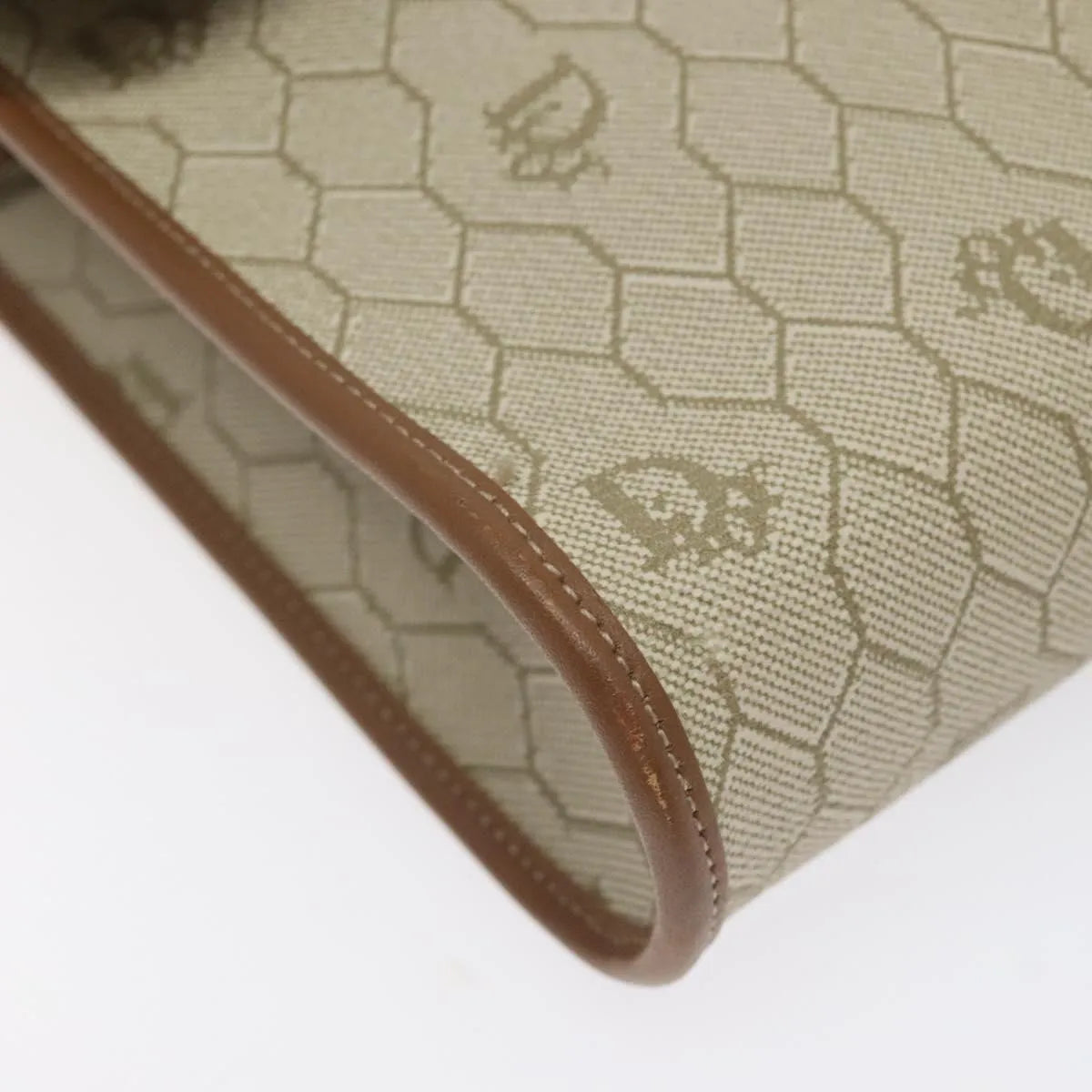 Christian Dior Vintage Honeycomb Flap Canvas and Leather, Beige, PVC, Shoulder Bag