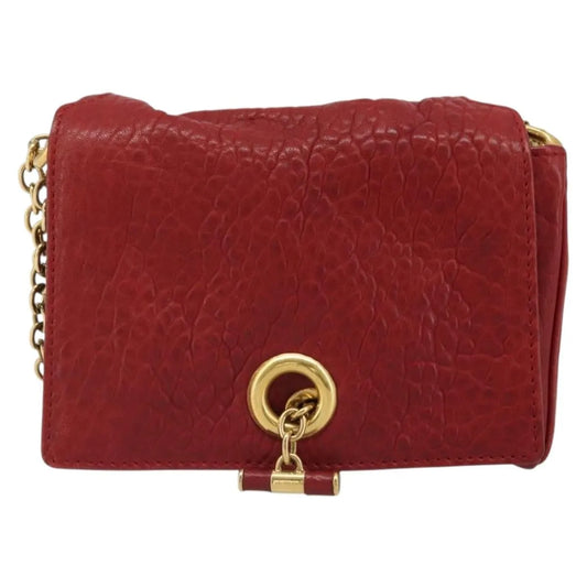 Saint Laurent Chain Leather, Red, Leather, Shoulder Bag