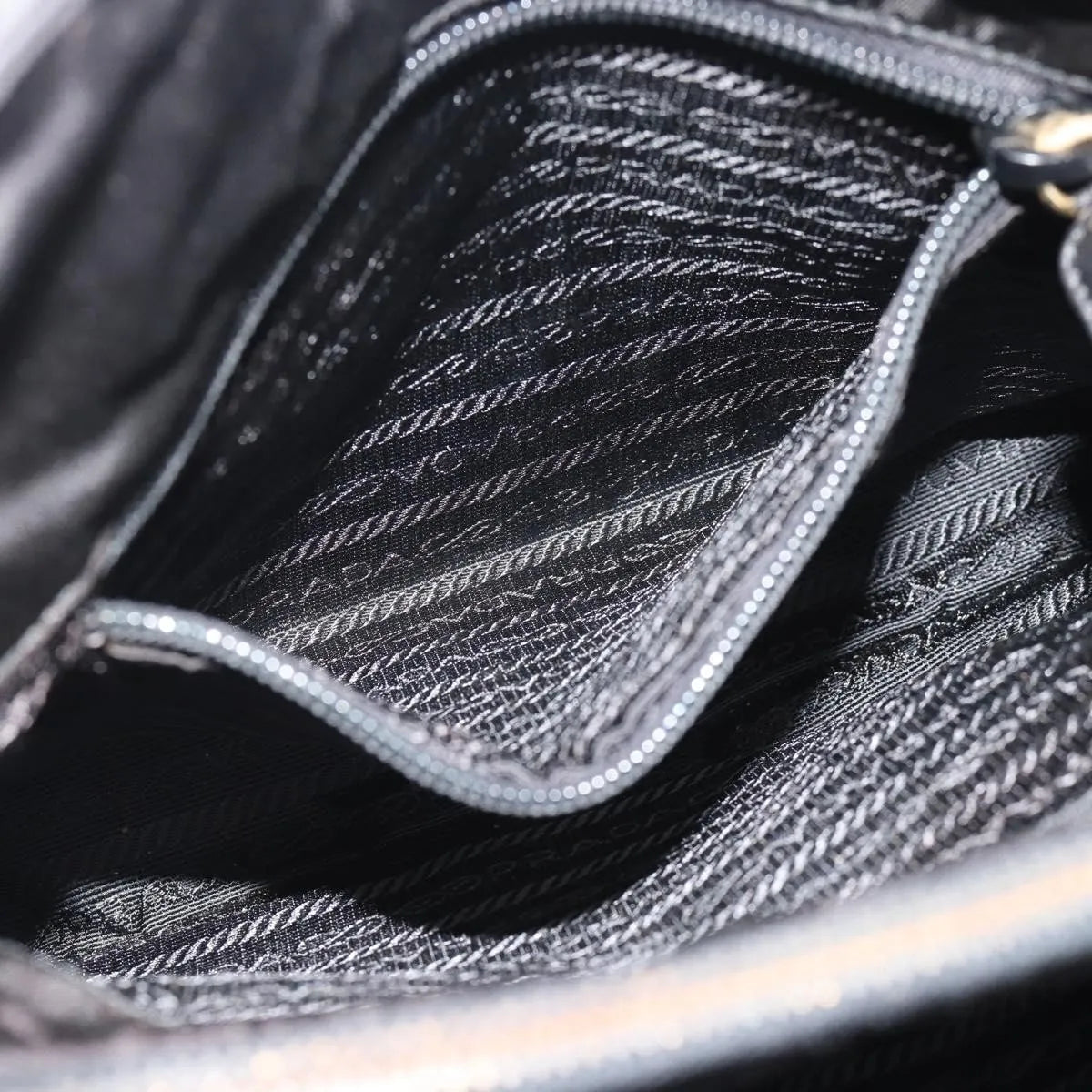 Prada Vintage Nappa Chain Tote Leather, Black, Leather, Shoulder Bag
