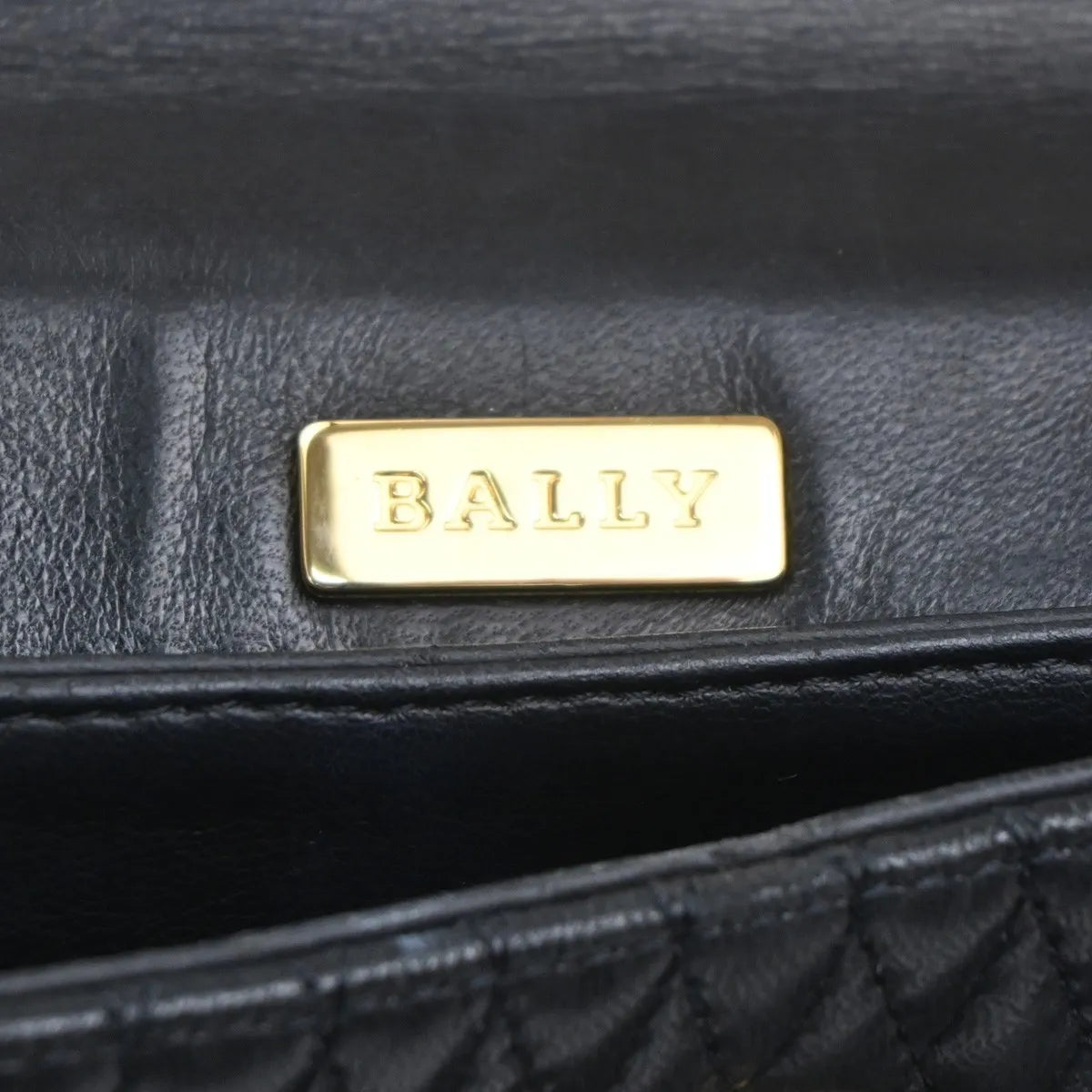 Bally Vintage Quilted Leather, Black, Leather, Handbag