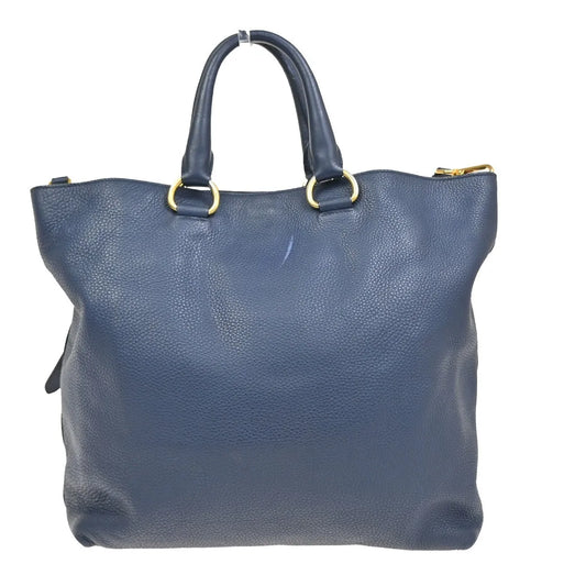 Prada Shopping Tote Vitello Daino, Navy, Leather, Tote Bag