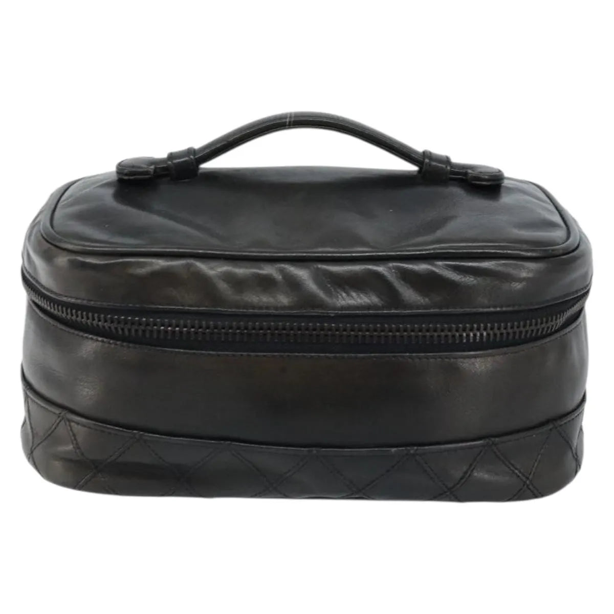 Chanel Vintage Cosmetic Case Lambskin, Black, Leather, Clutch