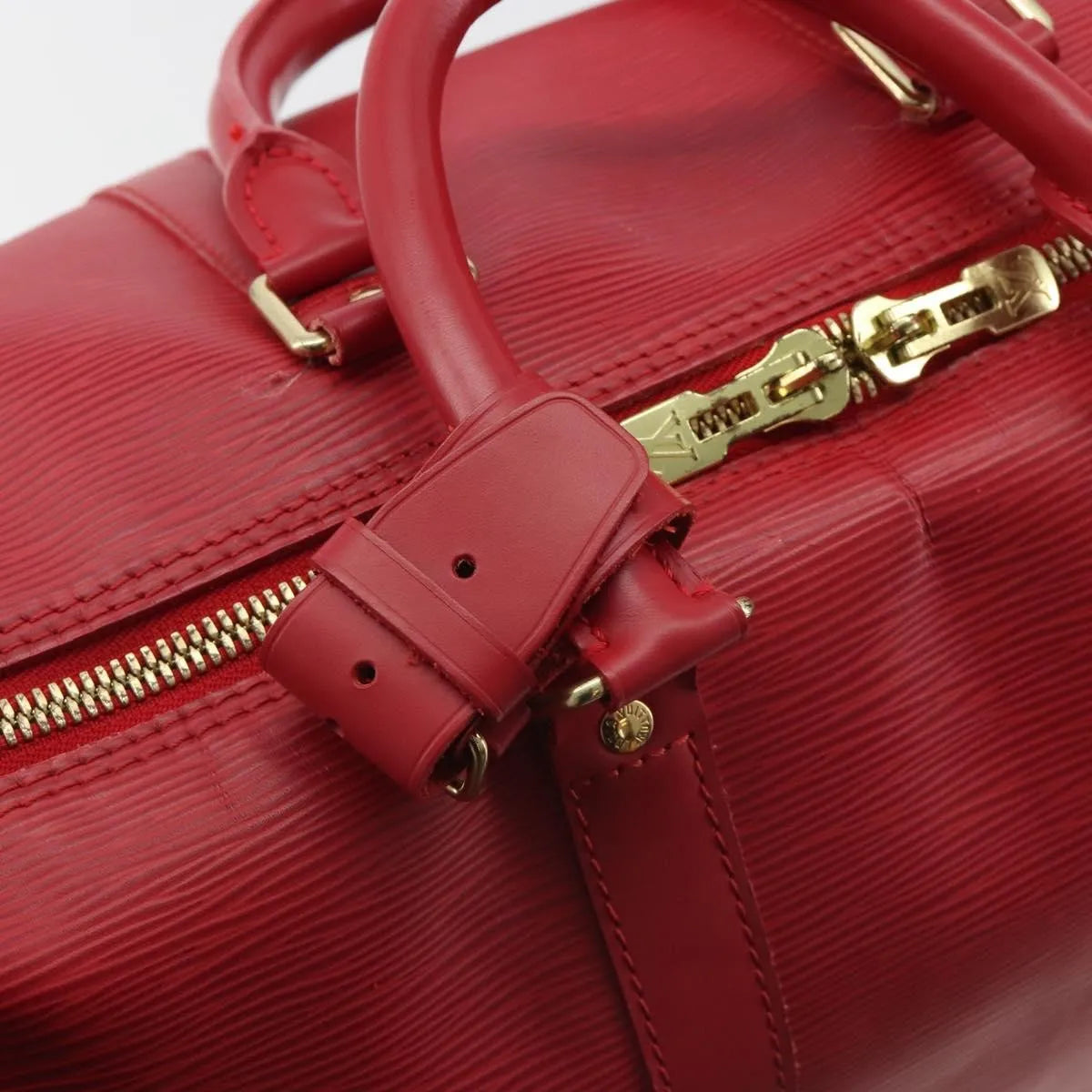 Louis Vuitton Keepall Epi, Red, Leather, Travel Bag