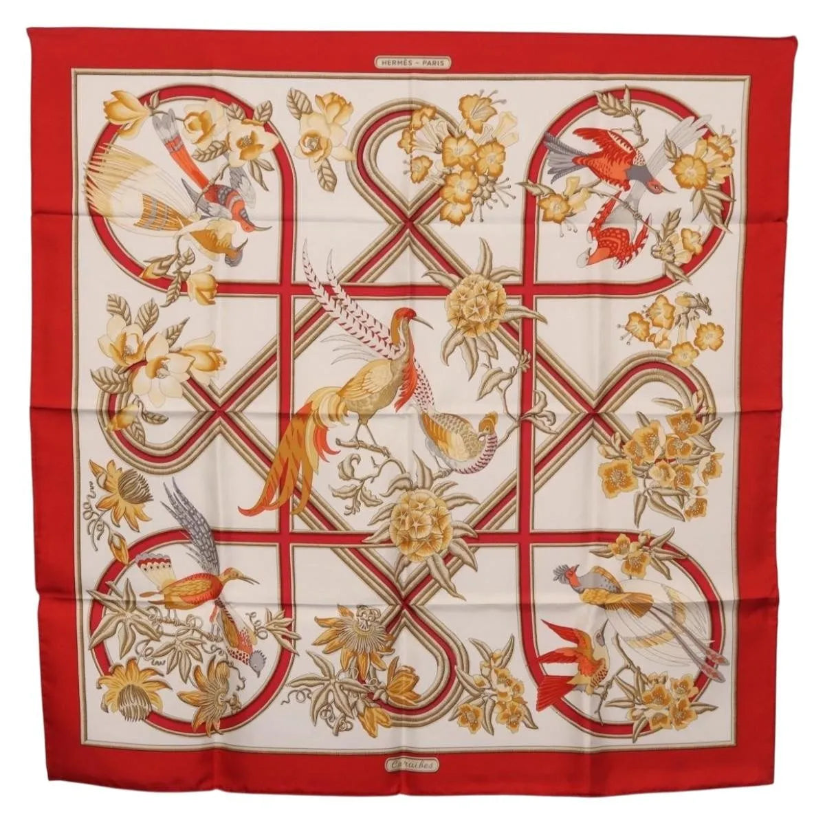 Hermes Carré 90 Silk multicolor, Red, Silk, Scarf