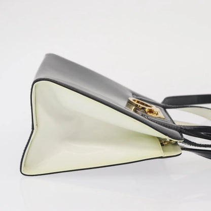 Salvatore Ferragamo Gancini Patent Leather, Black, Patent Leather, Handbag