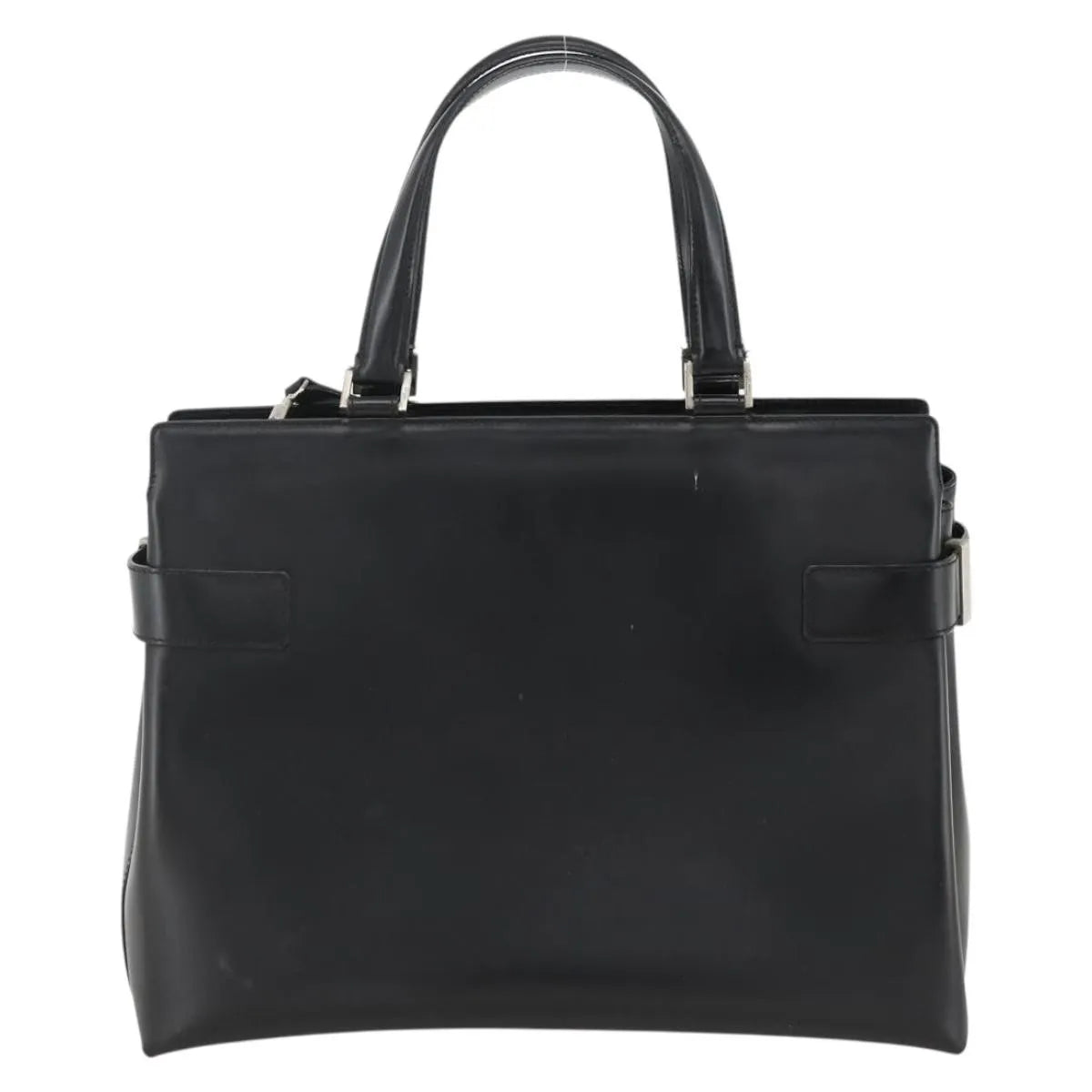 Salvatore Ferragamo Double Gancini Side Buckle Tote Leather, Black, Leather, Handbag