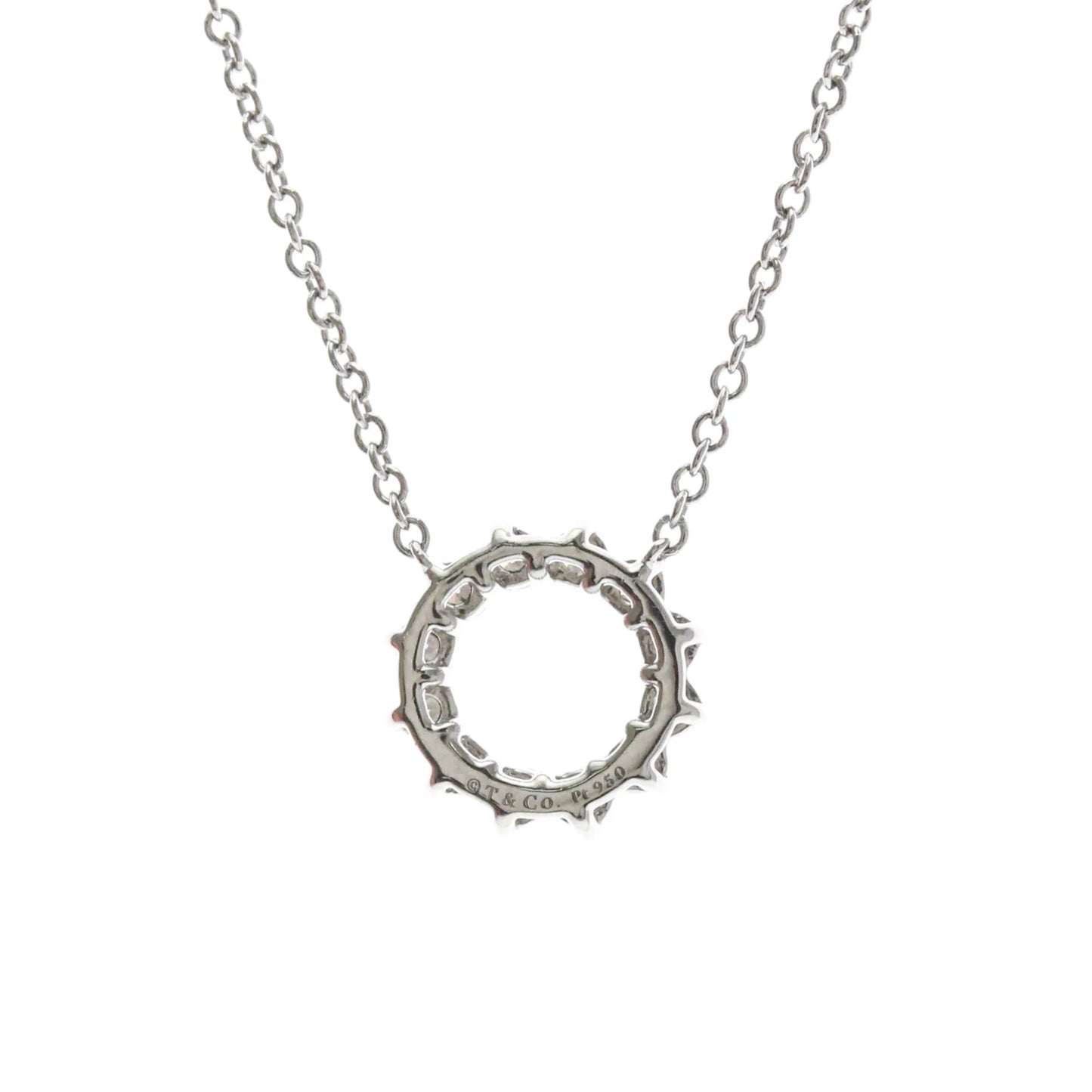 Tiffany & Co. Open Circle Pendant Platinum with Diamonds, Silver, Platinum, Necklace