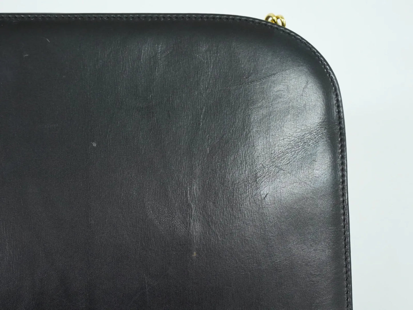 Salvatore Ferragamo Vintage Gancini Chain Leather, Black, Leather, Shoulder Bag