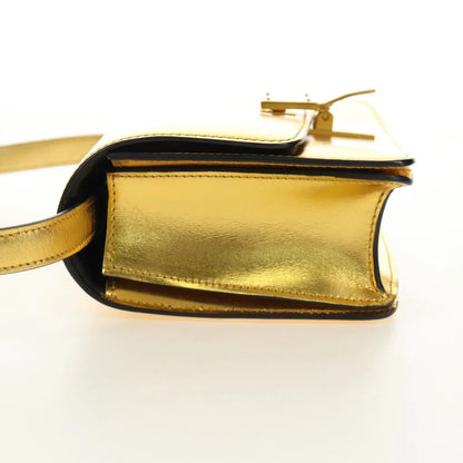 Celine Flap Shoulder Leather, Gold, Leather, Shoulder Bag