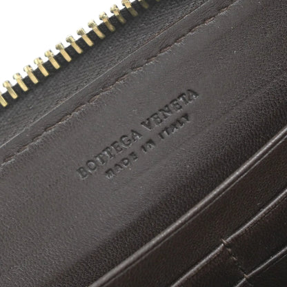 Bottega Veneta Intrecciato Long Zip Leather, Brown, Leather, Wallet