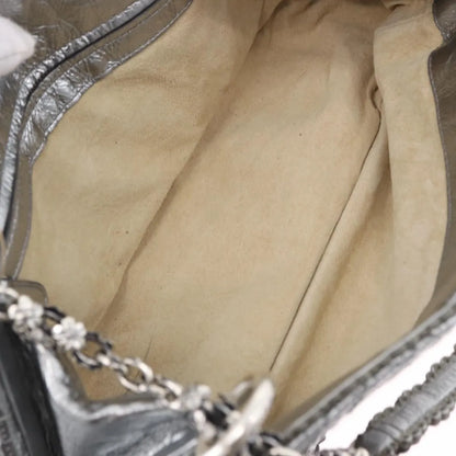 Bottega Veneta Intrecciato Shoulder Leather, Silver, Leather, Shoulder Bag
