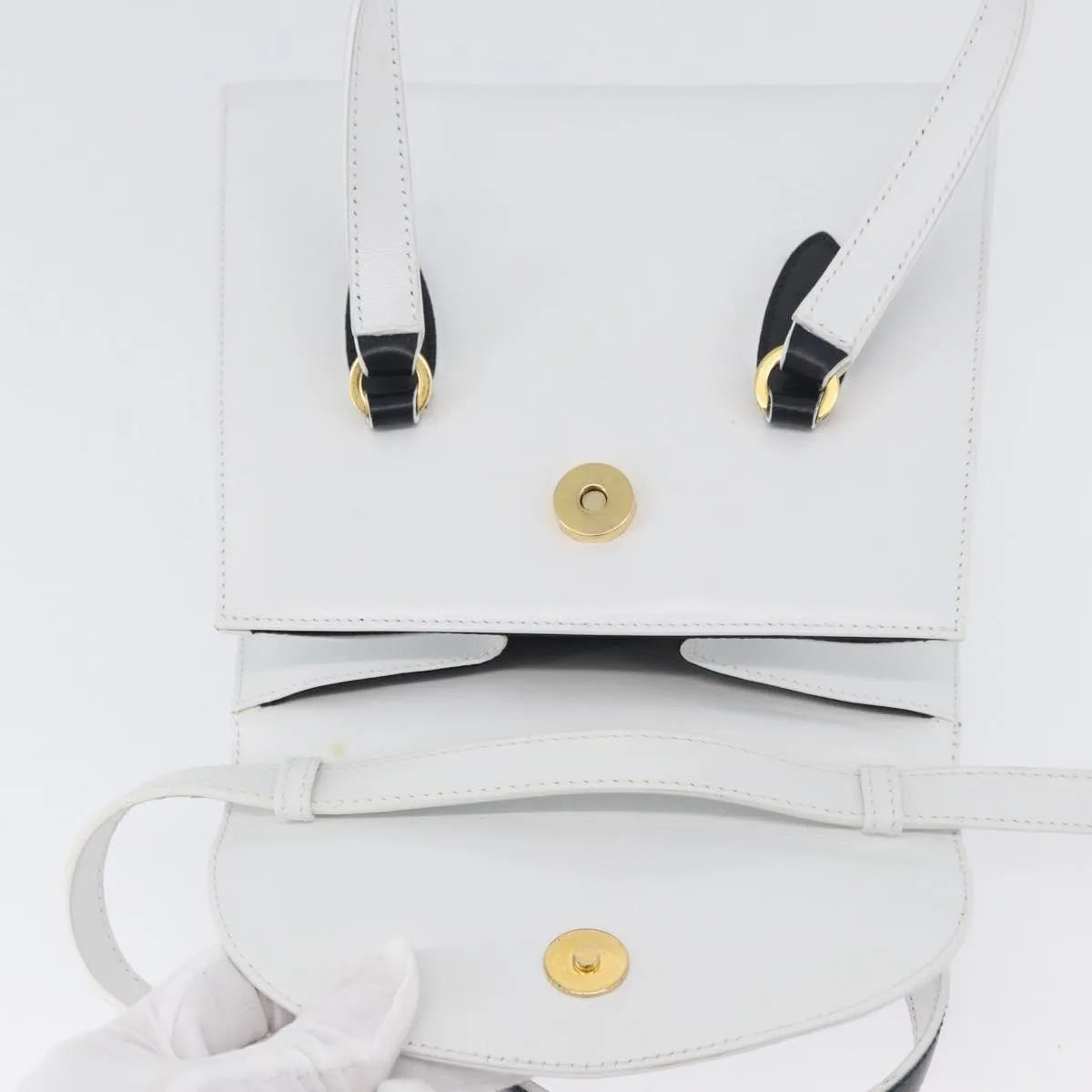 Salvatore Ferragamo Vintage Top handle Leather, White, Leather, Handbag