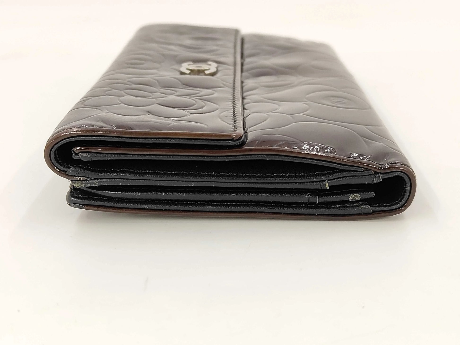 Chanel Camellia Flap Organizer Camellia Lambskin, Black, Leather, Wallet