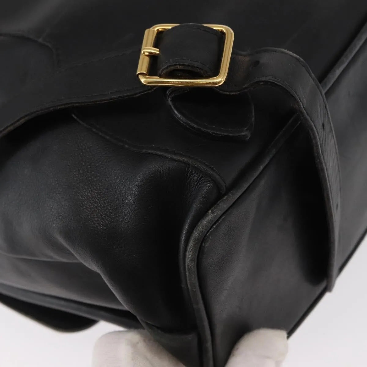 Gucci Vintage Bamboo Leather, Black, Leather, Backpack