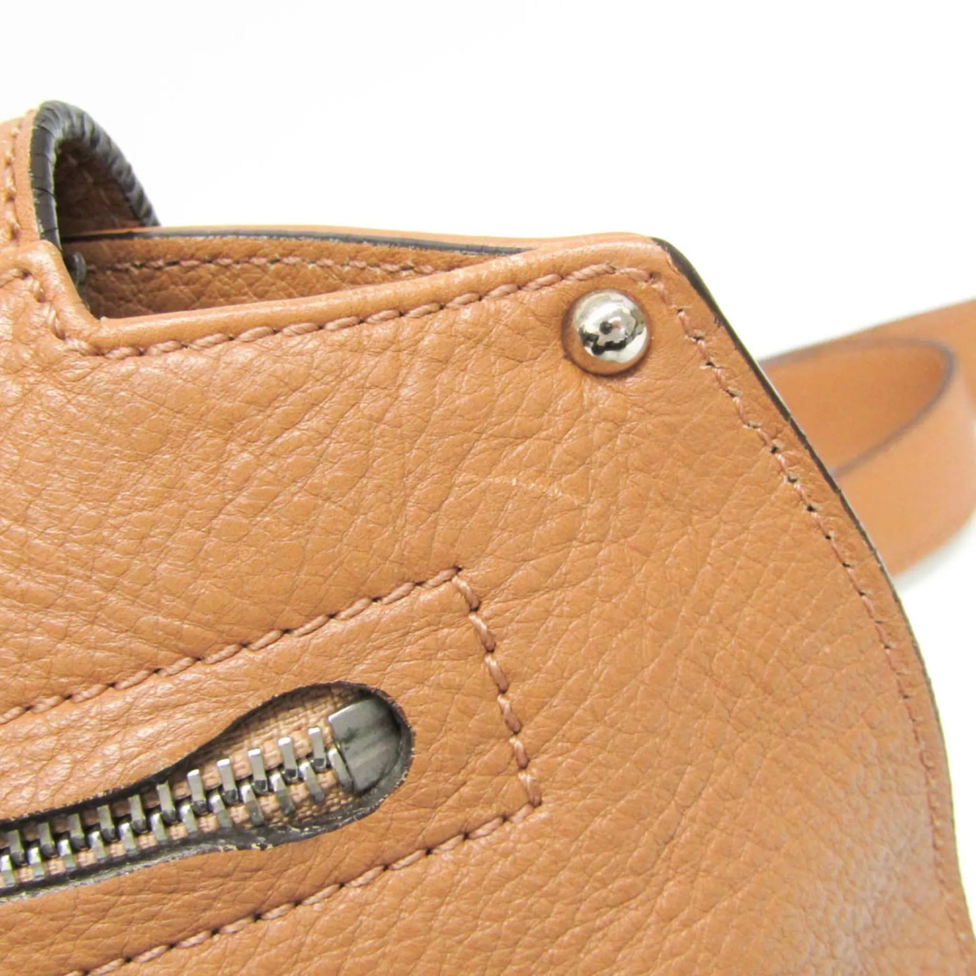 Salvatore Ferragamo Gancini Leather, Brown, Leather, Shoulder Bag