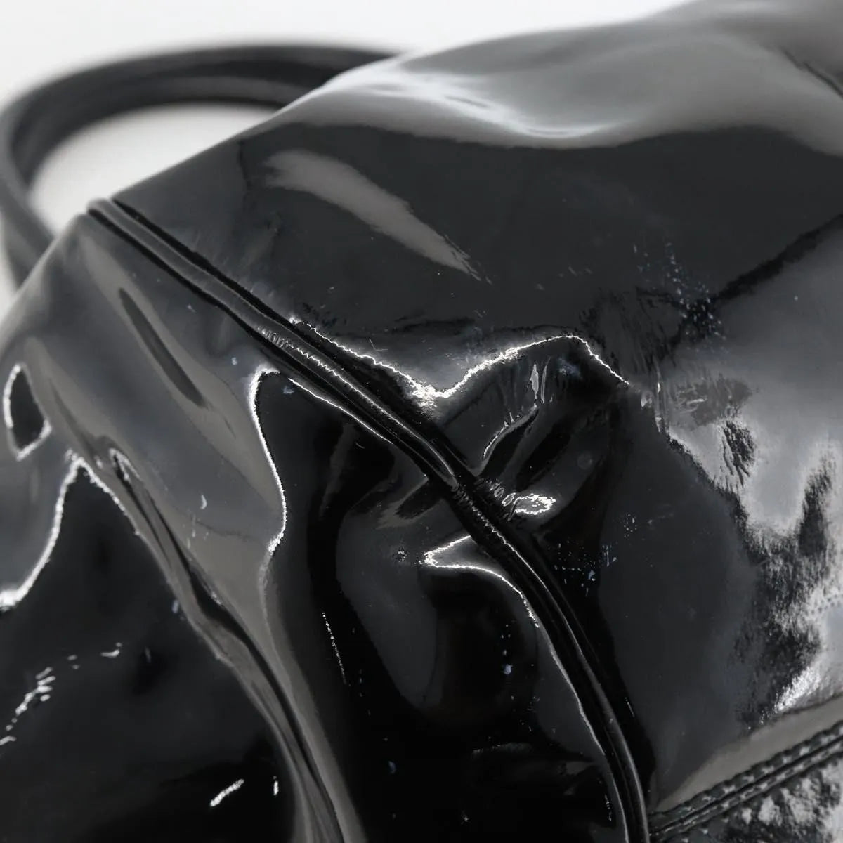 Salvatore Ferragamo Gancini Patent Leather, Black, Patent Leather, Handbag