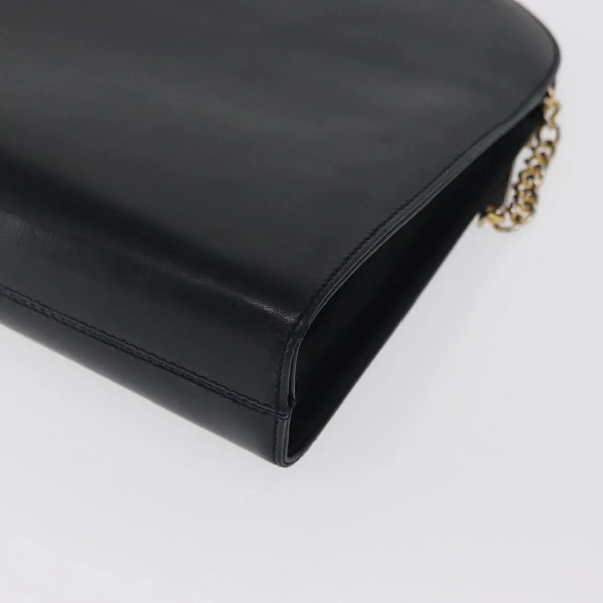 Salvatore Ferragamo Vintage Gancini Chain Leather, Navy, Leather, Shoulder Bag
