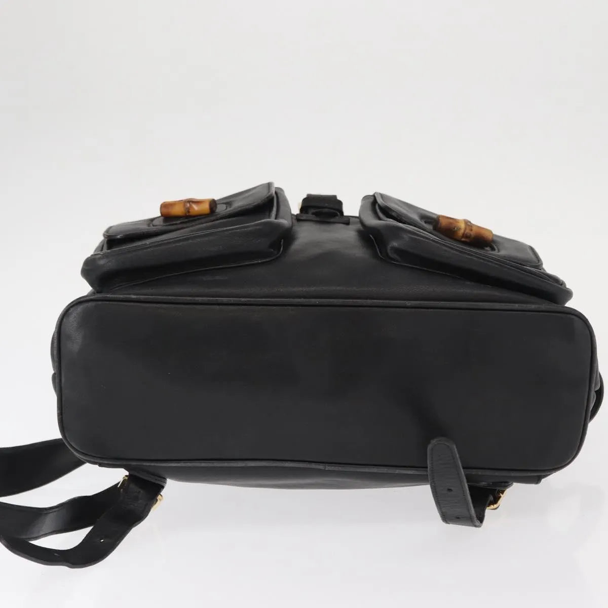 Gucci Vintage Bamboo Leather, Black, Leather, Backpack
