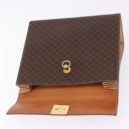 Celine Vintage Macadam Canvas and Leather, Brown, Canvas, Handbag
