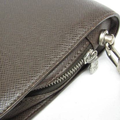 Louis Vuitton Pochette Baikal Clutch Taiga Leather, Gray, Leather, Clutch
