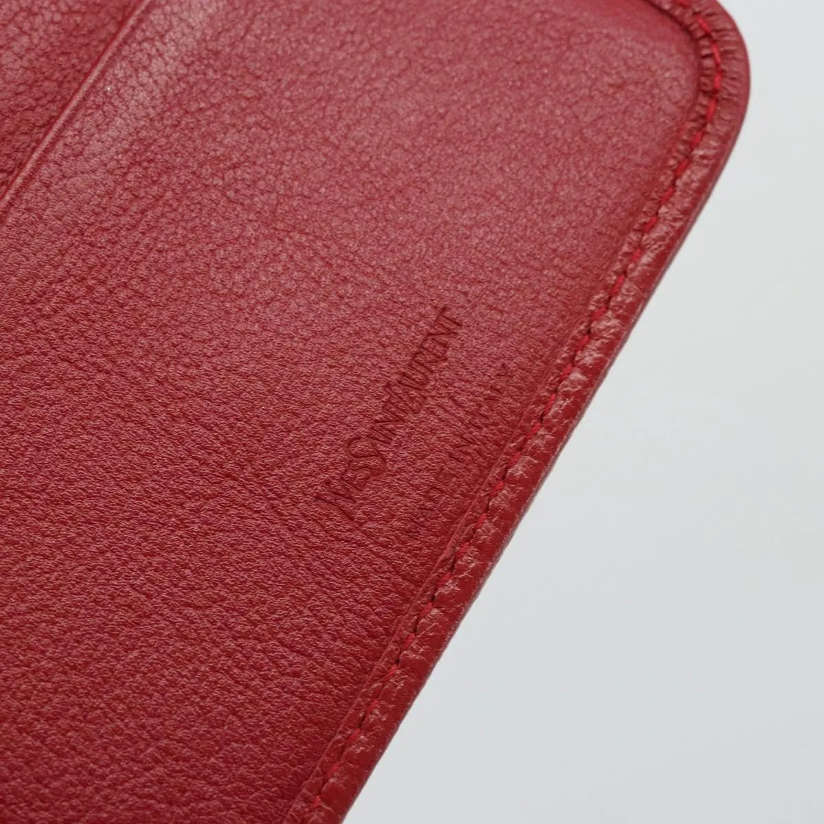 Saint Laurent Zipped Bifold Leather, Red, Leather, Wallet