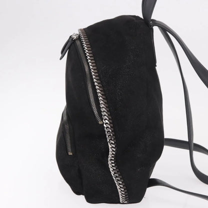 Stella McCartney Falabella Front Zip Shaggy Deer, Black, Polyester, Backpack