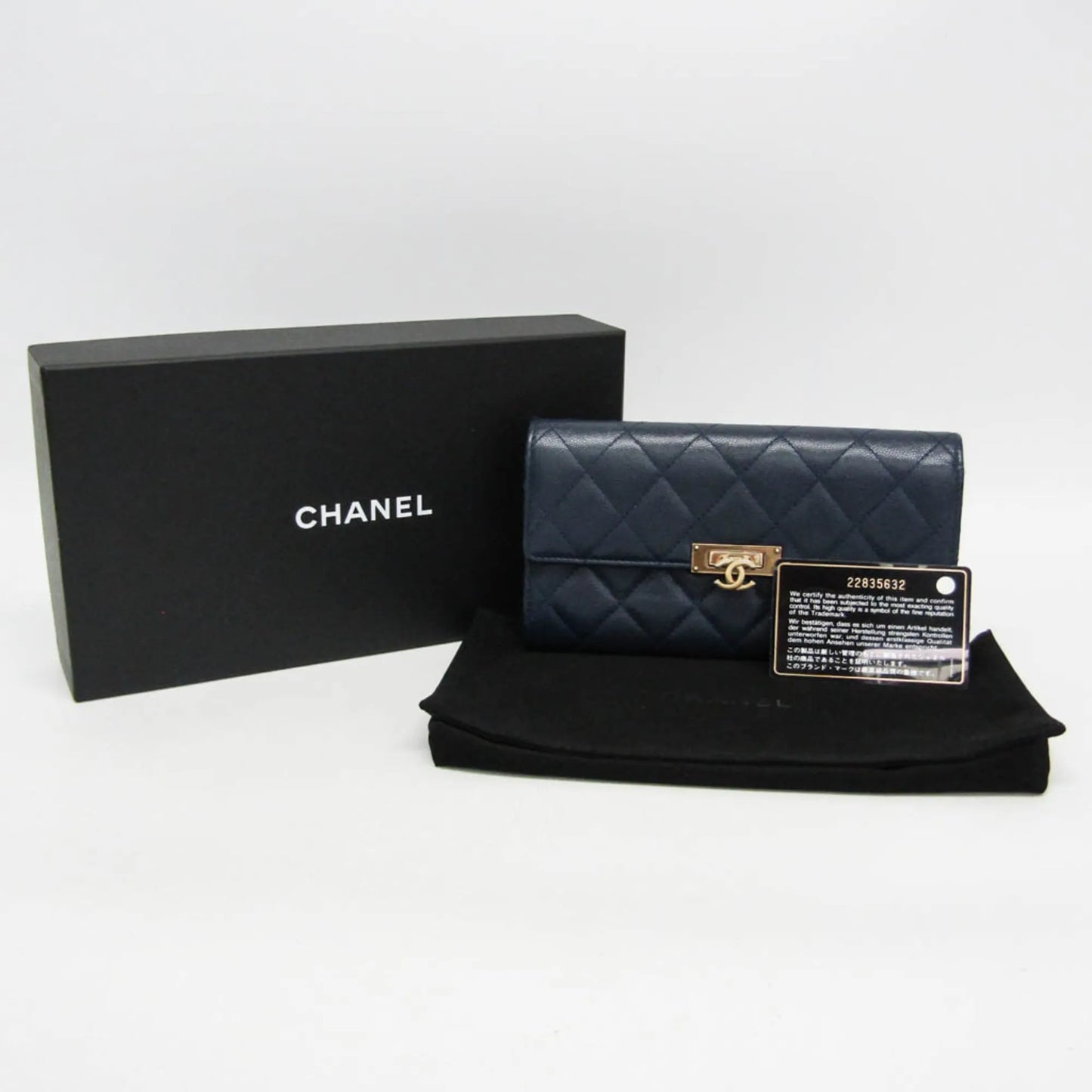 Chanel Matelasse Zippy CC, Navy, Calfskin, Wallet