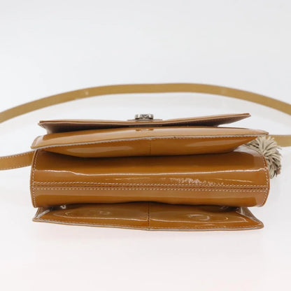 Salvatore Ferragamo Gancini Patent Leather, Beige, Patent Leather, Handbag