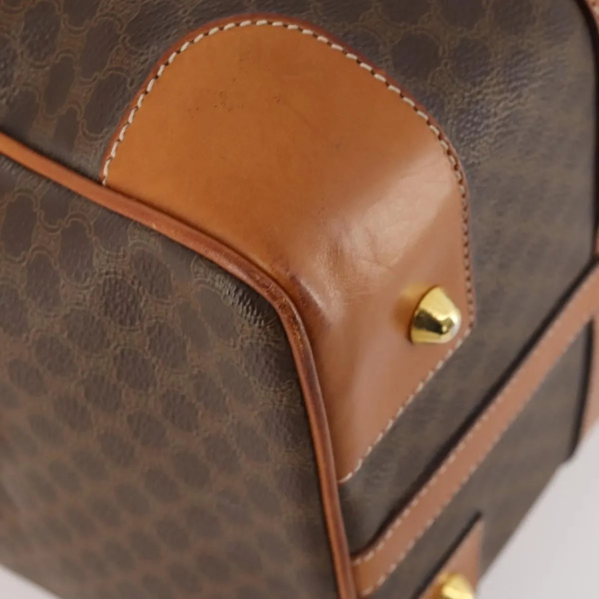 Celine Vintage Duffle Canvas and Leather, Brown, Canvas, Travel Bag