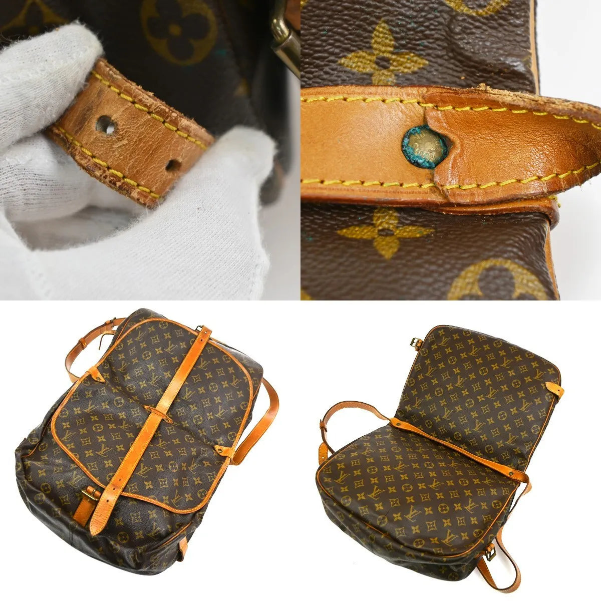 Louis Vuitton Saumur Monogram Canvas, Brown, Leather, Shoulder Bag