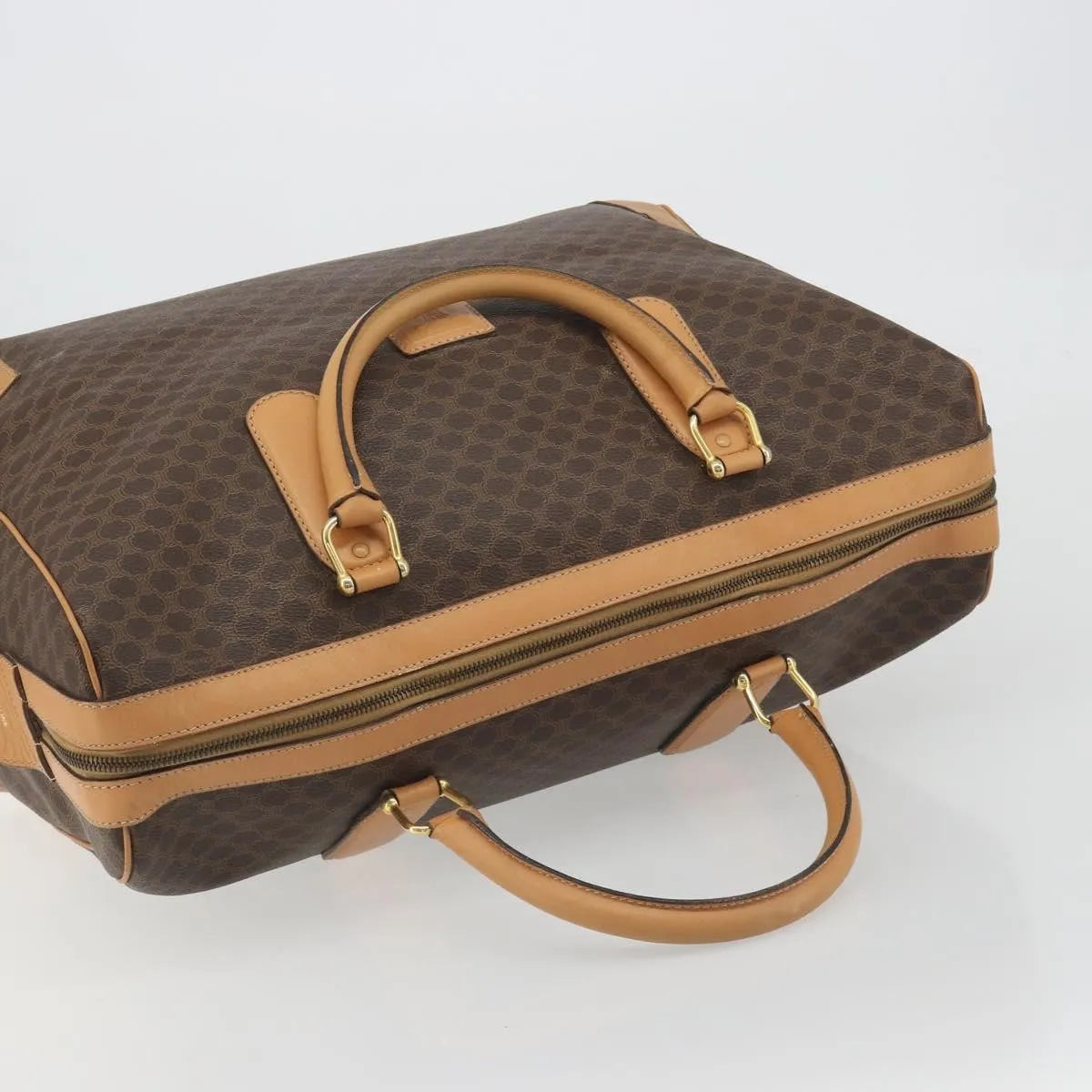 Celine boston Macadam Canvas, Brown, PVC, Travel Bag