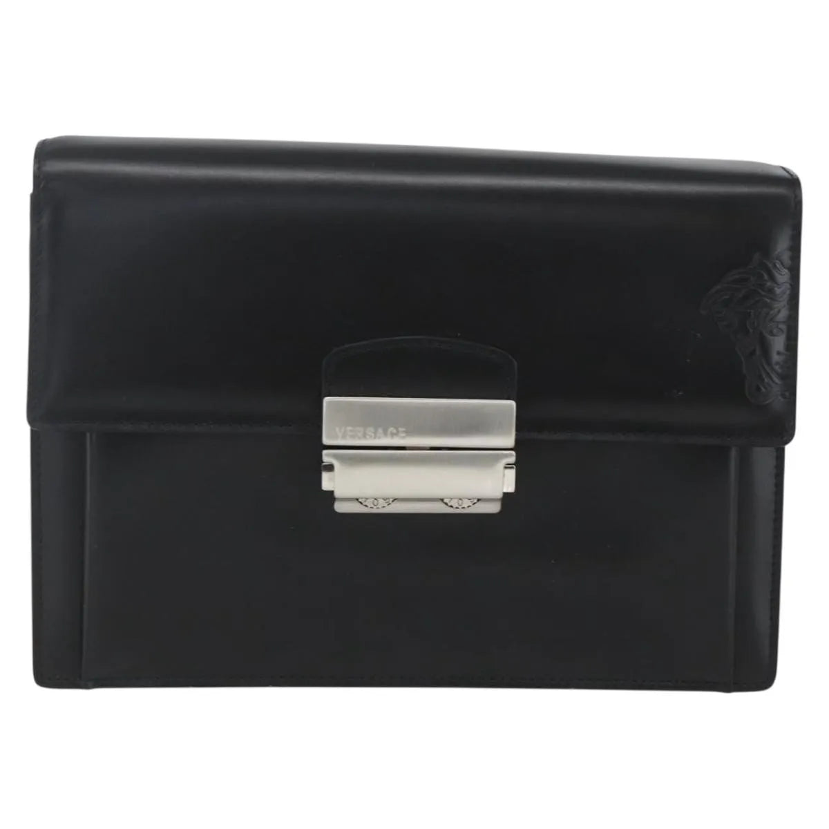 Versace Vintage Clutch Leather, Black, Leather, Clutch