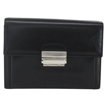 Versace Vintage Clutch Leather, Black, Leather, Clutch