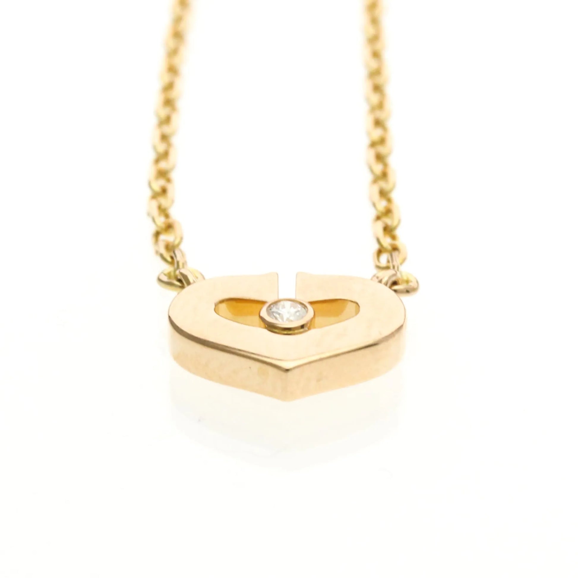 Cartier C Heart de Cartier Pendant 18K Rose Gold with Diamond, Gold, Pink Gold, Necklace