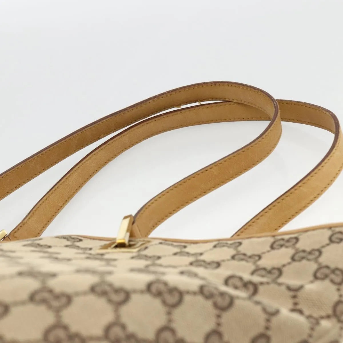 Gucci Vintage Bucket Shopping Tote GG Canvas, Beige, Canvas, Tote Bag