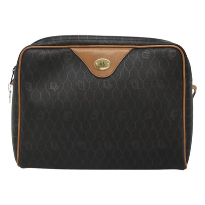 Christian Dior Vintage Honeycomb Canvas and Leather, Black, Canvas, Shoulder Bag
